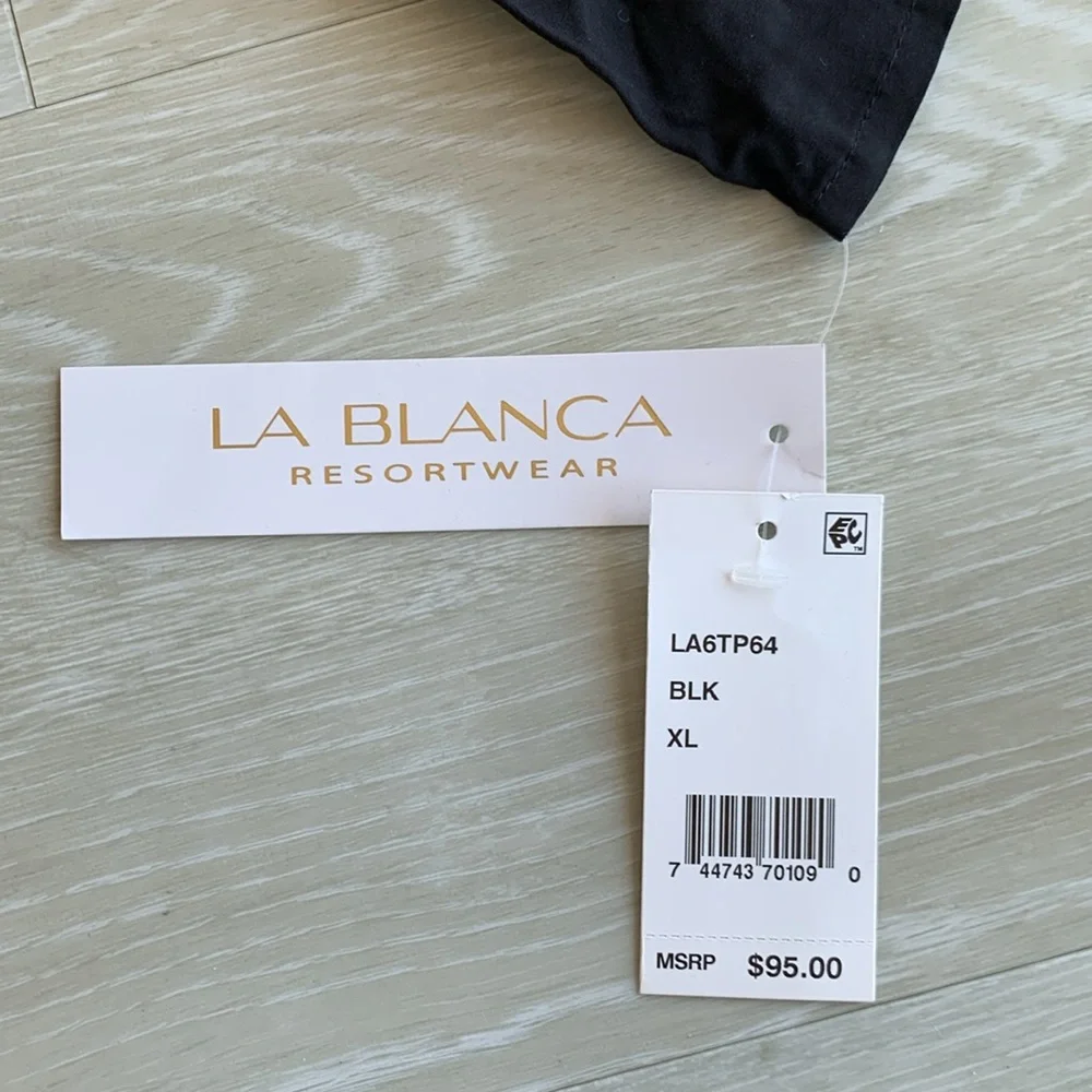 La Blanca Plunging V Cover Up Romper, XL, NWT. Black. - Picture 6 of 8